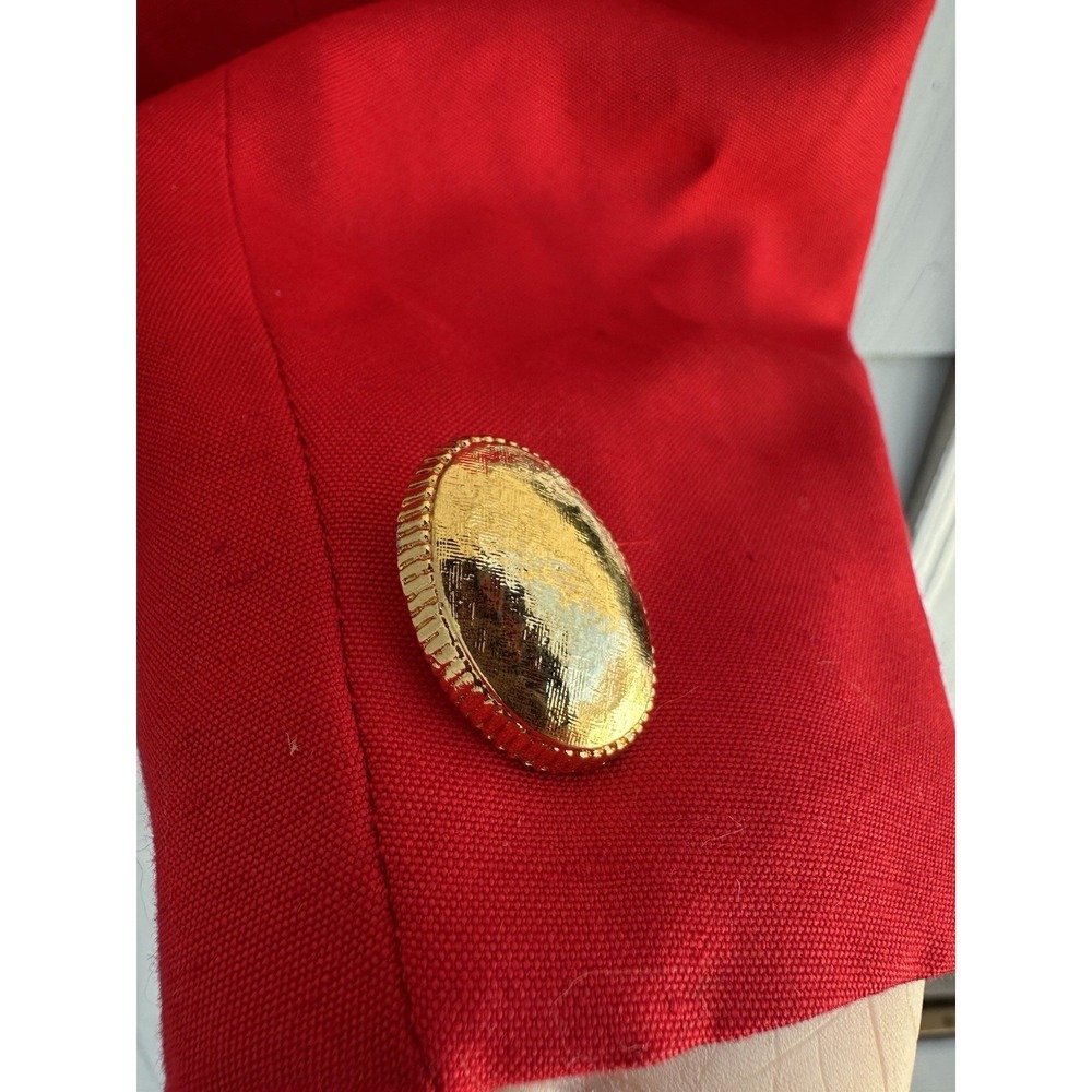 Vintage Christian Dior Red Cropped‎ 1980s Single Button Notched Lapel Jacket, M - Picture 5 of 6